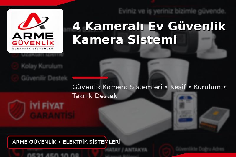 4 Kameralı Ev Güvenlik Kamera Sistemi
